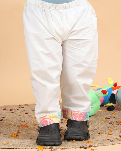 Polka Tots Multicolor-Kurta Set-Lemon Print-Cotton-For Infants