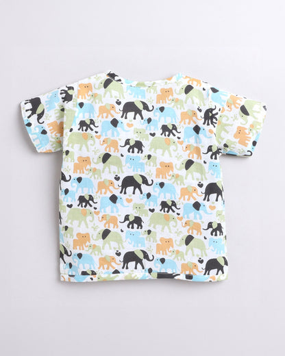 Polka Tots Multicolor-Jhabla-Fox, Elephant and Little Loved Print-Cotton-Pack of 3-For Infants