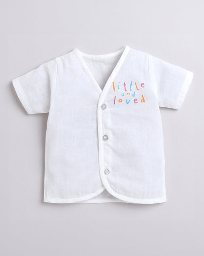 Polka Tots Multicolor-Jhabla-Fox, Elephant and Little Loved Print-Cotton-Pack of 3-For Infants