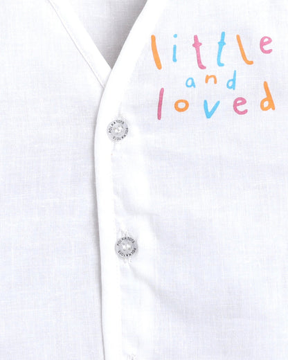 Polka Tots Multicolor-Jhabla-Fox, Elephant and Little Loved Print-Cotton-Pack of 3-For Infants
