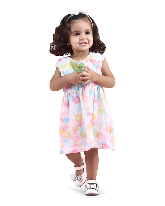 Polka Tots Multicolor Frock Dress-Polka Dots Print-Muslin Cotton-For Infants