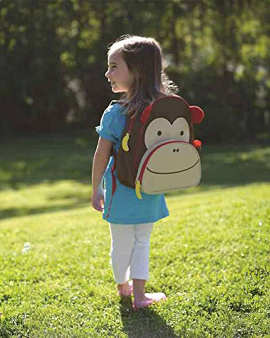 Skiphop School Essentials Kit-Lunch Box(700ml)-Straw Sipper(390ml)-Bagpack-Monkey-3Y+
