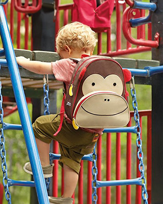 Skip Hop Zoo Little Kid Backpack-Monkey-With Mesh Bottle Pocket & Adjustable Padded Shoulder Straps