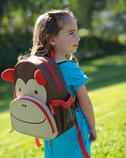 Skip Hop Zoo Little Kid Backpack-Monkey-With Mesh Bottle Pocket & Adjustable Padded Shoulder Straps