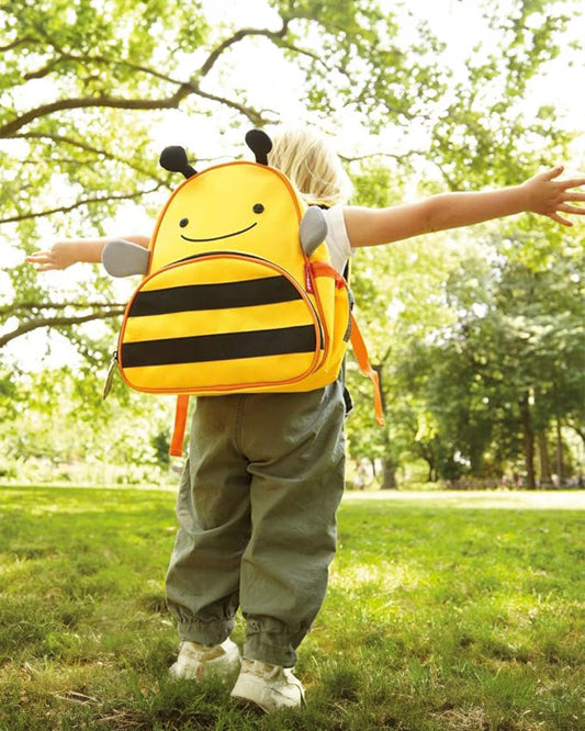 Skip Hop Zoo Little Kid Backpack-Bee-With Mesh Bottle Pocket & Adjustable Padded Shoulder Straps