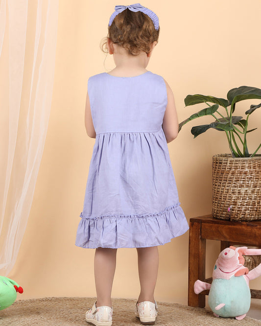 Polka Tots Lilac-Frock Dress-Solid-Muslin Cotton-For Infants