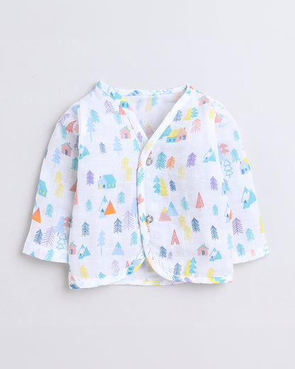 Polka Tots Multicolor-Jhabla-Rainbow Mist, Flamingo Fingers & Tiny Town Print-Cotton-Pack of 3-For Infants