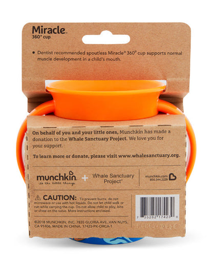 Munchkin Miracle 360 Degree WildLove Trainer Cup-Orca-Auto Flow Stop-For Infants