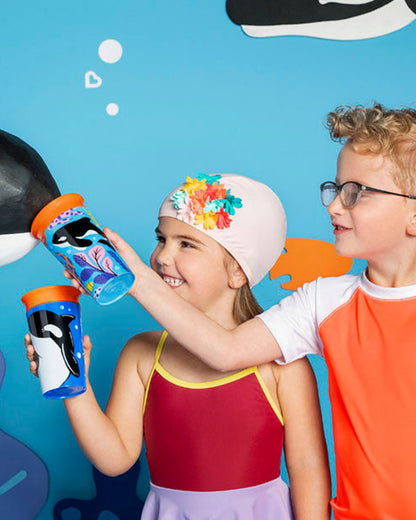 Munchkin Miracle 360 Degree WildLove Trainer Cup-Orca-Auto Flow Stop-For Infants