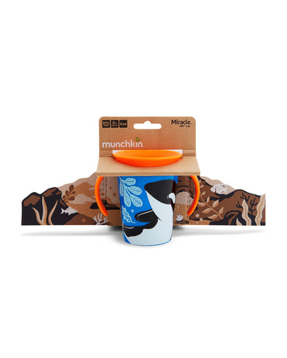Munchkin Miracle 360 Degree WildLove Trainer Cup-Orca-Auto Flow Stop-For Infants