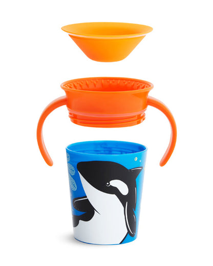 Munchkin Miracle 360 Degree WildLove Trainer Cup-Orca-Auto Flow Stop-For Infants