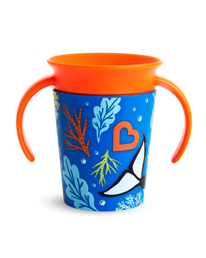 Munchkin Miracle 360 Degree WildLove Trainer Cup-Orca-Auto Flow Stop-For Infants