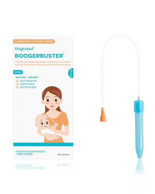 Tinycrawl Boogerbuster Manual Nasal Aspirator-With Parent Controlled Suction-Safe & Easy Nose Cleaner-Sky Blue-For Toddlers