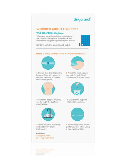 Tinycrawl Boogerbuster Manual Nasal Aspirator-With Parent Controlled Suction-Safe & Easy Nose Cleaner-Sky Blue-For Toddlers