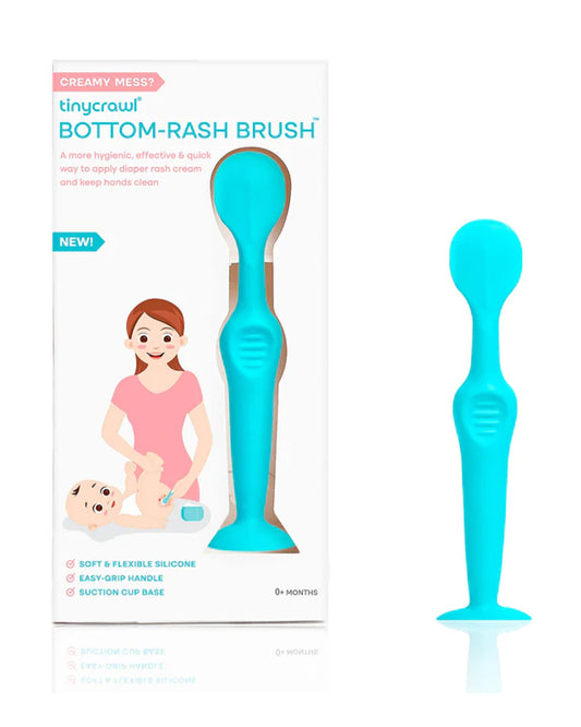 Tinycrawl Bottom Brush Baby Diaper Rash Cream Applicator-With Anti Grip Handle & Suction Base-Blue