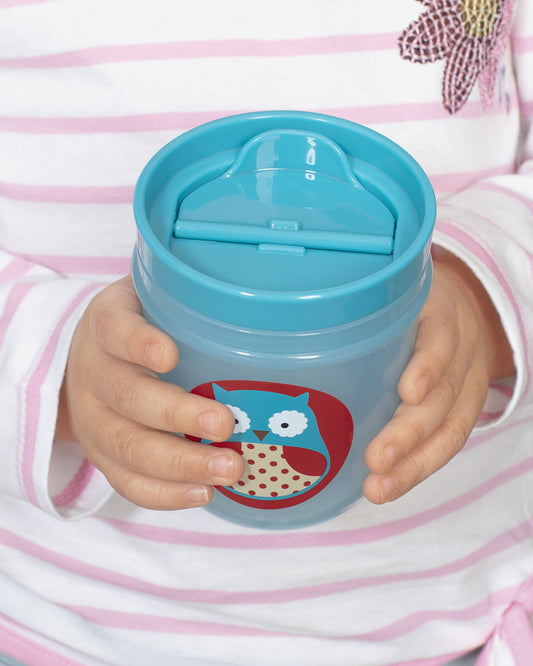 Skip Hop Zoo Tumbler Cup-Removable Flip Top Lids-Owl & Bee-Pack of 2-For Infants