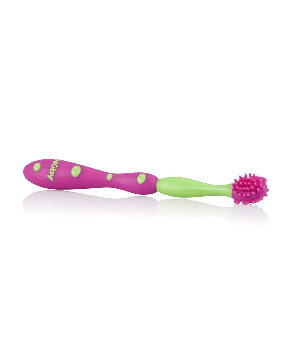 Nuby 4-Stage Oral Care Baby Toothbrush Set-Stage 1234-3 to 24M-Pink Green