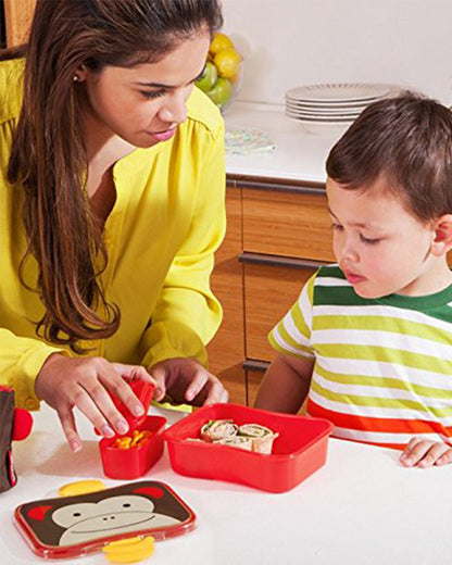 Skiphop School Essentials Kit-Lunch Box(700ml)-Straw Sipper(390ml)-Bagpack-Monkey-3Y+