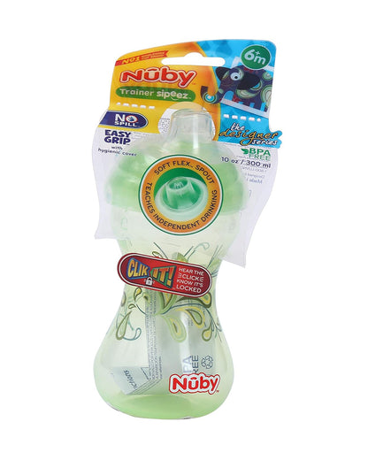 Nuby Clik-it Designer Serier Straw Sipper-With Hygienic Cover-Green-300 ml