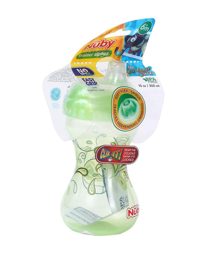 Nuby Clik-it Designer Serier Straw Sipper-With Hygienic Cover-Green-300 ml