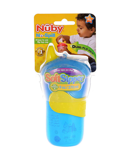 Nuby Soft Sipper-With Dual Flow Valve-Double Wall Insulated-Blue-270 ml