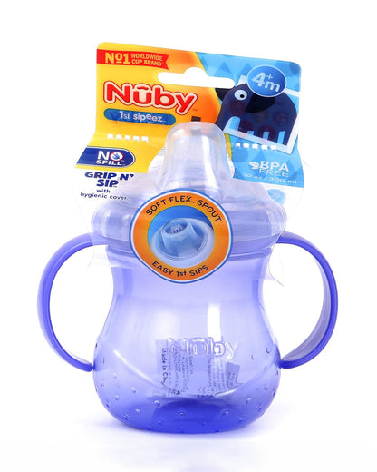 Nuby Grip N Sip Spout Sipper-With Touch Flow Valve-No Spill Spout-Purple-300 ml