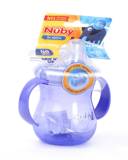 Nuby Grip N Sip Spout Sipper-With Touch Flow Valve-No Spill Spout-Purple-300 ml