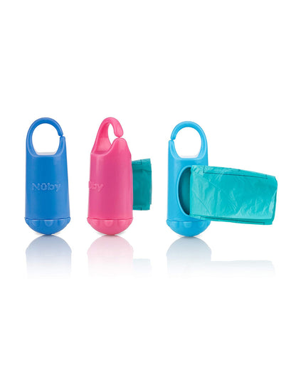 Nuby Tie N' Toss Baby Diaper Disposable Bags & Dispenser-Odor Controlling Scent-Blue