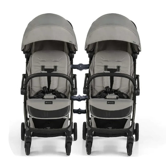 Leclerc Influencer Air Twin Stroller-Air Cabin Friendly-Flat Reclining Seat-One Touch Fold-Includes Individual Travel Bags & Twin Stroller Connectors-2 Years Warranty-For 6M to 5Y (Upto 22 Kg Each Stroller)-Violet Grey