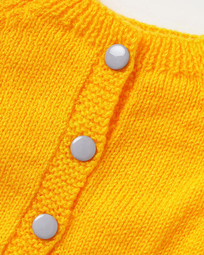 The Original Knit Yellow & Grey Winter Wear Dungaree Set-Sunny Stripes-Acrylic-For Infants