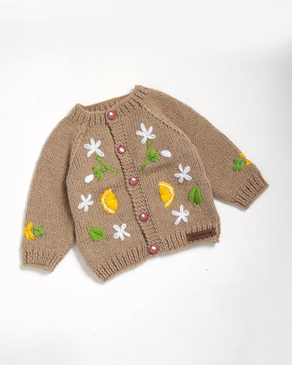 The Original Knit Beige Winter Wear Sweater-Lemon Blossom-Acrylic-For Infants