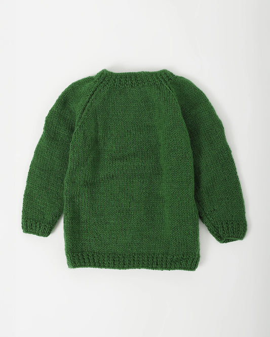 The Original Knit Dark Green Winter Wear Sweater-Sunflower Patch-Acrylic-For Infants