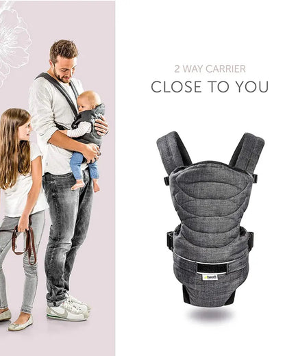 Hauck 2 Way Baby Carrier-4 Carry Positions-Ergonomic Design-For 0 to 9M (Upto 12kg)-Melange Charcoal