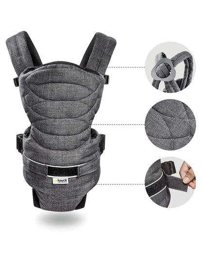 Hauck 2 Way Baby Carrier-4 Carry Positions-Ergonomic Design-For 0 to 9M (Upto 12kg)-Melange Charcoal