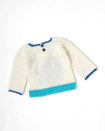 The Original Knit Off White & Blue Winter Wear Sweater-Whale Under The Sea-Acrylic-For Infants