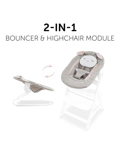 Hauck Alpha Baby Bouncer-With High Chair Module-Side Padding and Removable Cushion-For Infants-Beige Bloom-Extra 5% Off – duckduckbaby