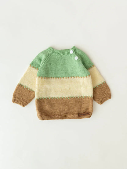 The Original Knit Light Green & Beige Winter Wear Sweater-Minty Caramel-Acrylic-For Infants