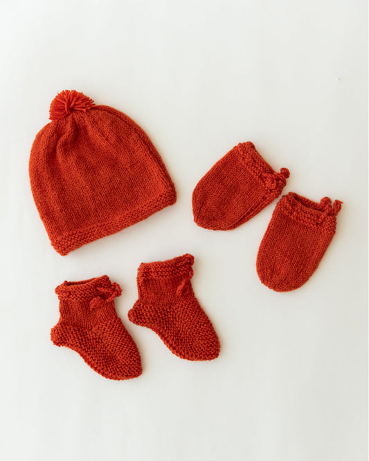 The Original Knit Rust Winter Wear Combo Set-Fish Embellished-Acrylic-For Infants