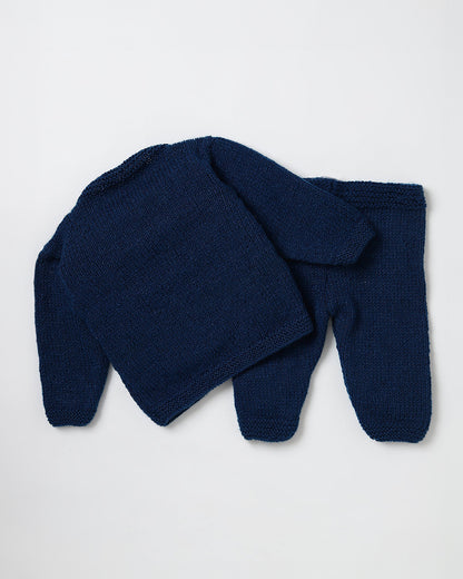 The Original Knit Navy Blue Winter Wear Sweater Set-Teddy-Acrylic-For Infants