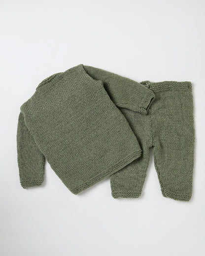 The Original Knit Light Green Winter Wear Sweater Set-Teddy-Acrylic-For Infants