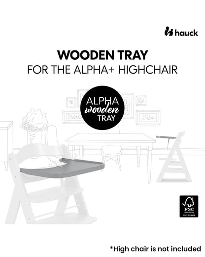 Hauck Alpha Wooden Tray-Overflow Protection-Spacious Tray-(Upto 15Kg)-Grey