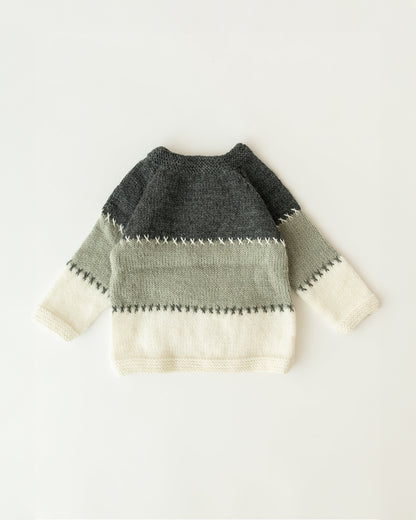 The Original Knit Dark Grey & White Winter Wear Sweater-Embroidered Handmade-Acrylic-For Infants