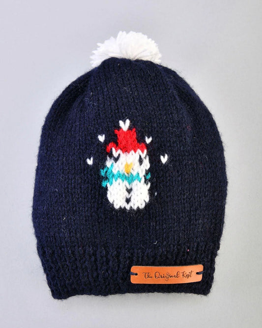 The Original Knit Navy Blue Winter Wear Cap-Snowman-Acrylic-For Infants