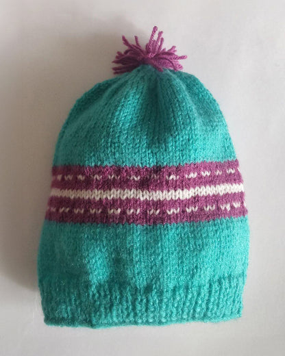 The Original Knit Blue & Purple Winter Wear Cap-Patterned-Acrylic-For Infants