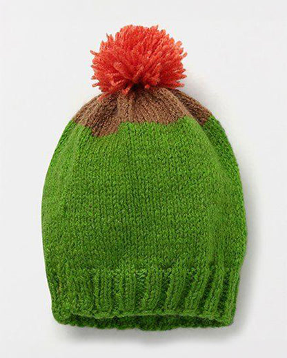 The Original Knit Green & Orange Winter Wear Cap-Dual Shaded-Acrylic-For Infants