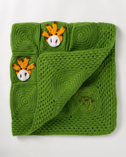 The Original Knit Handmade Giraffe Blanket-Soft & Cozy-Crafted with Care-Green & Yellow-For Infants