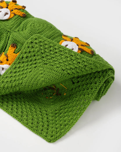 The Original Knit Handmade Giraffe Blanket-Soft & Cozy-Crafted with Care-Green & Yellow-For Infants