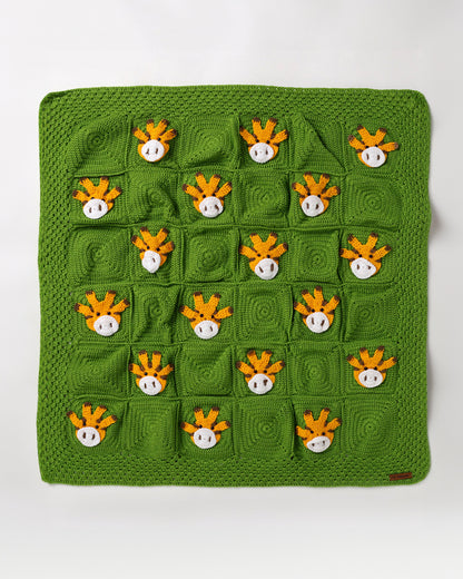 The Original Knit Handmade Giraffe Blanket-Soft & Cozy-Crafted with Care-Green & Yellow-For Infants