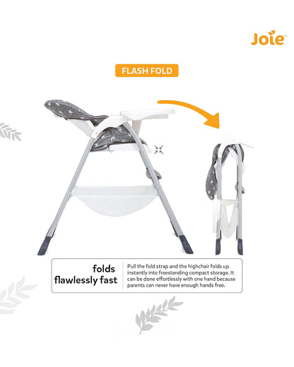 Joie Mimzy Snacker Baby High Chair-One Hand Quick Compact Fold-Streamlined Design-6M to 3Y (Upto 15Kg)-Twinkle Linen