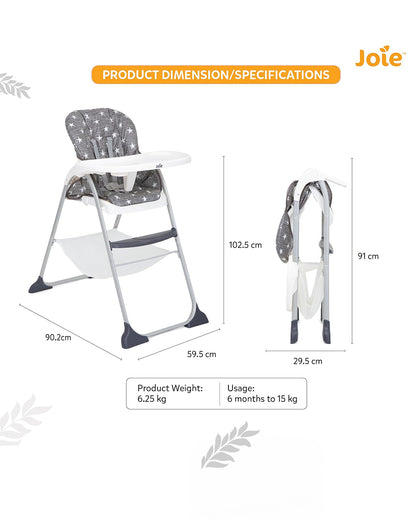 Joie Mimzy Snacker Baby High Chair-One Hand Quick Compact Fold-Streamlined Design-6M to 3Y (Upto 15Kg)-Twinkle Linen